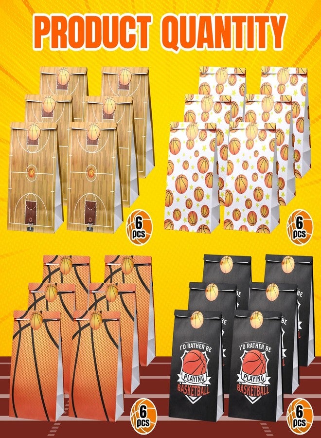 مارسبارك أكياس هدايا كرة السلة من مارسبارك، عبوة من 24 كيسًا، أكياس حلوى ووجبات خفيفة مع ملصقات، مثالية لتزيين حفلات الفرق الرياضية واحتفالات الألعاب. - Image 4